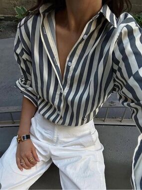 YAITTE BUOY - Navy & Black Striped Shirt Small